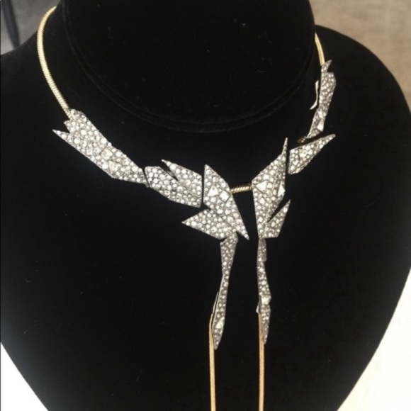 ALEXIS BITTAR Crystal Dark Edgy Shards Snake Chain Gold Gunmetal Lariat Necklace - Picture 13 of 15